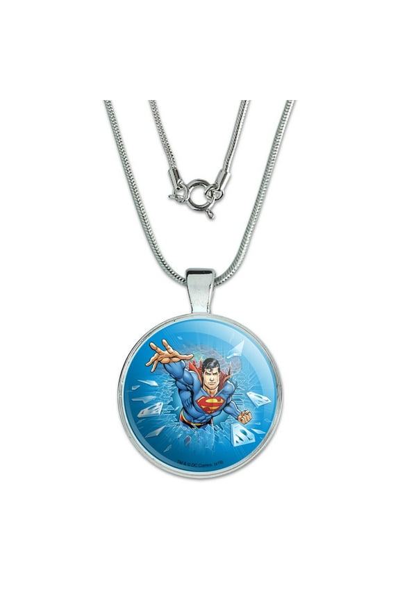 Superman Breaking the Ice 1" Pendant with Sterling Silver Plated Chain