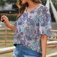 thumbnail image 6 of Lovzfmll Womens Summer Tops! Women T-Shirt Summer Casual Short Sleeve Loose Tee Tops Deep Purple L, 6 of 9