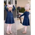 thumbnail image 3 of Oudiya Girls Long Sleeve Dress Tiered Flowy Sundress Navy Blue Midi Swing Casual Dress, 3-10 Years Girls, 3 of 6
