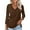 #2 Coffee(3/4 sleeve), variant on VDJ Button V Neck Tops for Women 3/4 Sleeve Comfort Soft Tshirts Basic Casual Tee Clothing Size XL