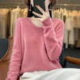 thumbnail image 3 of Bovemsi Womens Sweaters Cozy Women's Autumn And Winter New Line Pure Wool V Neck Solid Color Pullover Knitted Base Sweater Business Casual Sweaters, 3 of 3