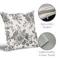 thumbnail image 4 of Grey Floral Pillow Covers 16x16 Inch Set of 2 Dark Grey and Cream Chinoiserie Floral Decorative Throw Pillows Vintage Rustic Flower Pillowcase Outdoor Decor Linen Cushion Covers for Couch Sofa, 4 of 7