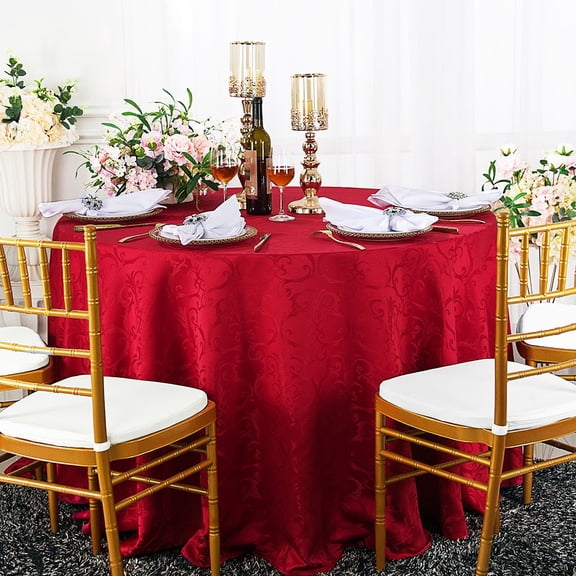 Wedding Linens Inc. 108" Round Damask Jacquard Polyester Tablecloth Table Cover Linens - Apple Red