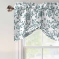 thumbnail image 3 of Teal Blue Green Tie Up Valance Curtains for Windows, Kitchen Curtains Window Shades, Vintage Farmhouse Boho Flower Leaf Light Filtering Roman Curtain Valances for Bedroom/Bathroom/Cafe 42"x12", 3 of 9