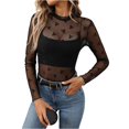thumbnail image 2 of JIUWEN Women's Basic Long Sleeves Mesh Sheer Tops-Dark Gray-Xl,Sheer Tops for Women,Long Sleeve Mesh Tops for Women, 2 of 7