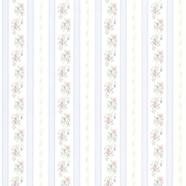 Brewster Princess Light Blue Floral Stripe Wallpaper Walmart Com Walmart Com