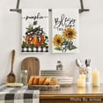 thumbnail image 2 of SM-XLHN Buffalo Plaid Bowknot Pumpkin Fall Kitchen Towels Dish Towels, 18x26 Inch Farmhouse Sunflower Thanksgiving Decoration Hand Towels Set of 4, 2 of 6