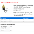 thumbnail image 2 of Water Temperature Sensor - Compatible with 2006 - 2008 Porsche Cayman 2007, 2 of 2