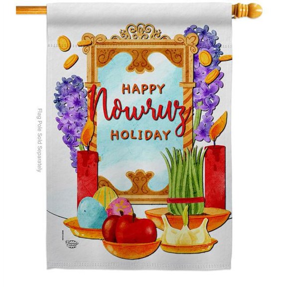 Ornament Collection H192464-BO Persian Style New Year Celebration Nowruz Double-Sided Garden Decorative House Flag, Multi Color