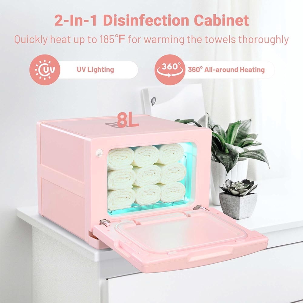 Yescom 8L Professional Hot Towel Warmer & UV Sterilizer for Spas, Salons, and Home Wellness, Pink