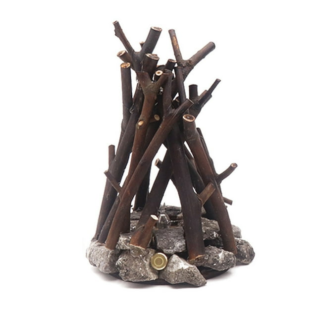 Naiovety Lámpara de fogata con luces LED de piedra de árbol, lámpara retro con modos 3D, lámpara de llama de carga, luz suave para en Decoración del hogar