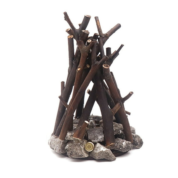 Naiovety Lámpara de fogata con luces LED de piedra de árbol, lámpara retro con modos 3D, lámpara de llama de carga, luz suave para en Decoración del hogar