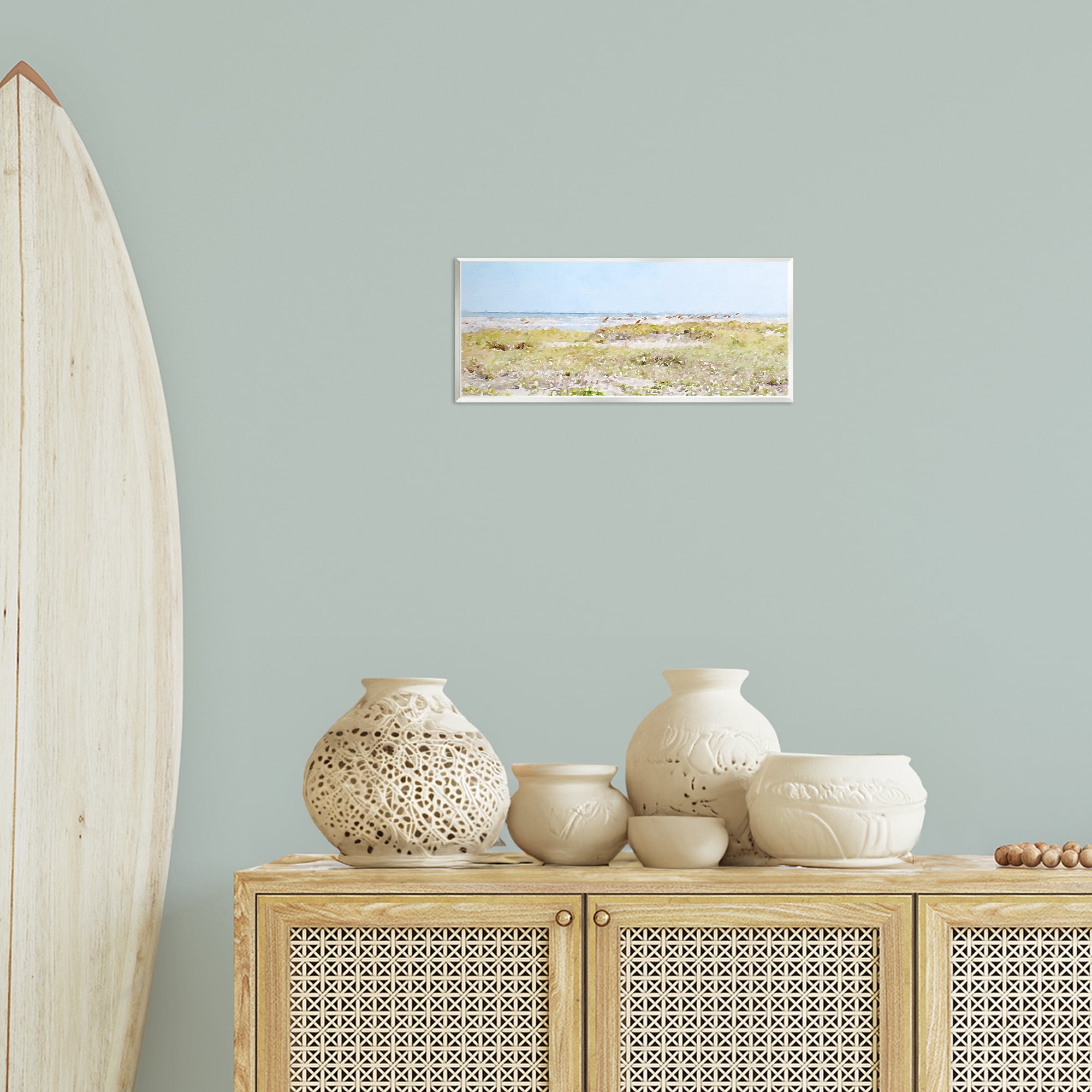 Stupell Industries Eastern Beach Grass Landscape Painting Unframed Art Print Wall Art, 17 x 7