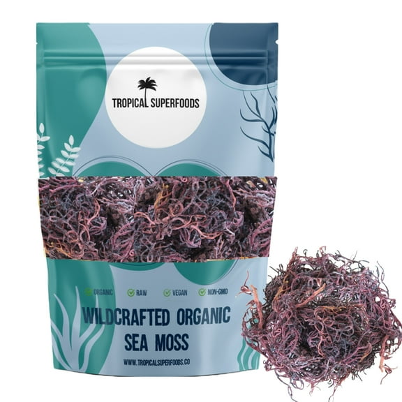 Tropical Superfoods Purple Full Spectrum Sea Moss 4oz Wildcrafted Purple Sea Moss