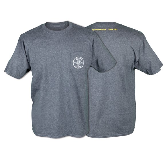 Klein Tools Large Gray Short-Sleeve Pocket T-Shirt With Lineman Logo MBA00121-2
