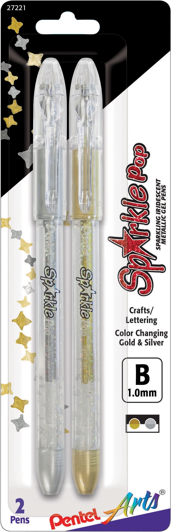 Pentel Sparkle Pop Metallic Gel Pens 1.0Mm 2/PkgGold & Silver Ink