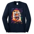 thumbnail image 2 of Wild Bobby, Tiger Growling Colorful Trippy Tie Dye Animal Lover Mens Long Sleeve Shirt, Navy, X-Large, 2 of 3