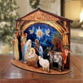 thumbnail image 4 of Designocracy Handcrafted Miniature Village Nativity Scene, 6.5 in Wood, 4 of 9