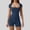 Navy, variant on Women's Short Sleeve Bodycon Romper Stretchy Square Neck Unitard Jumpsuit Black L