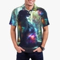 thumbnail image 1 of Xecao Cosmic Cat In Window Pattern Men’s Polo Shirt with Buttoned Collar Soft Breathable Casual Polo Shirt for Work, Leisure, and Outdoor Activities-4X-Large, 1 of 6
