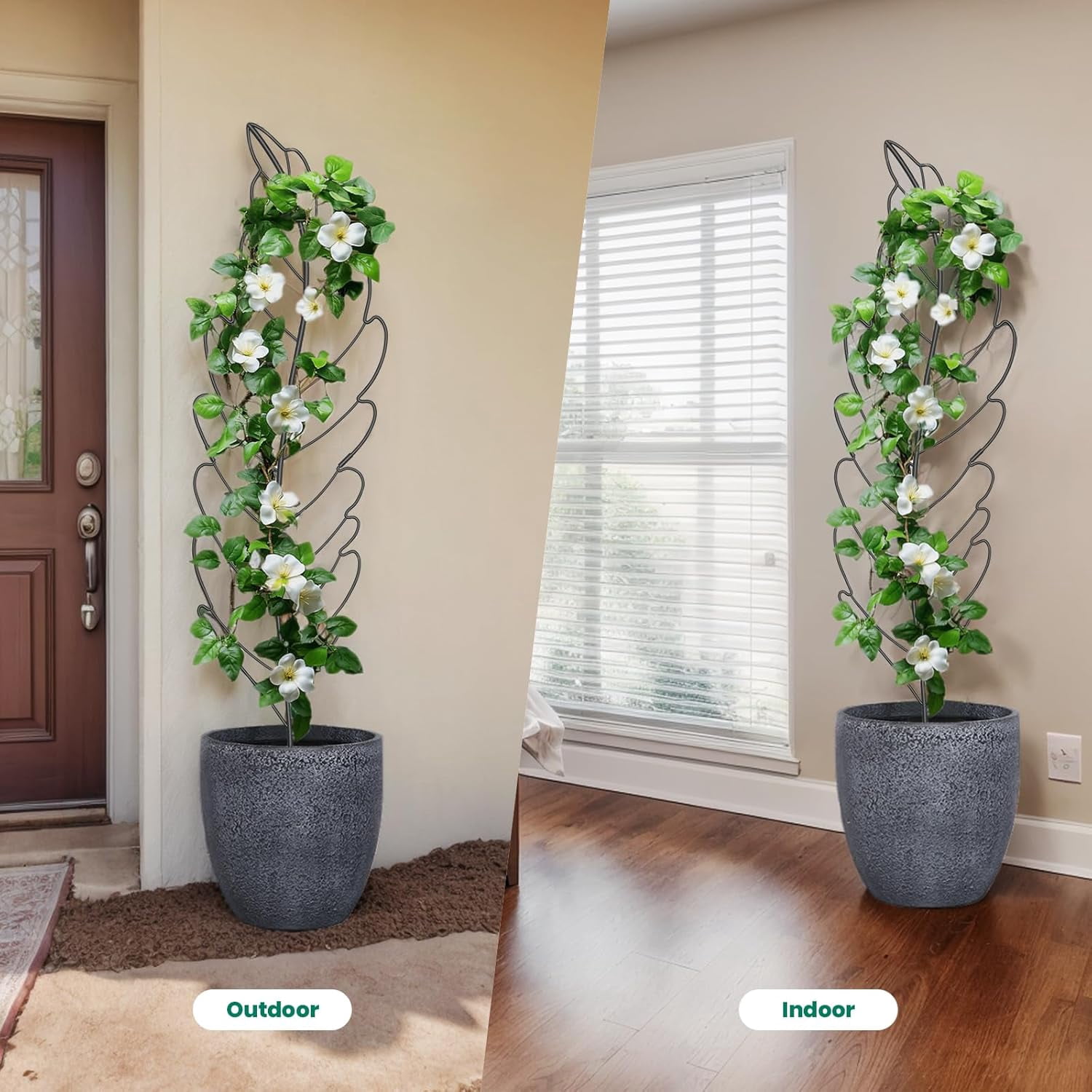 FICISOG 3 Pack Garden Trellis for Climbing Plants, 59" x 16" Large Metal Outdoor Decorative Potted Trellises for Vegetable Flower Rose Vines Cucumber Plant Support