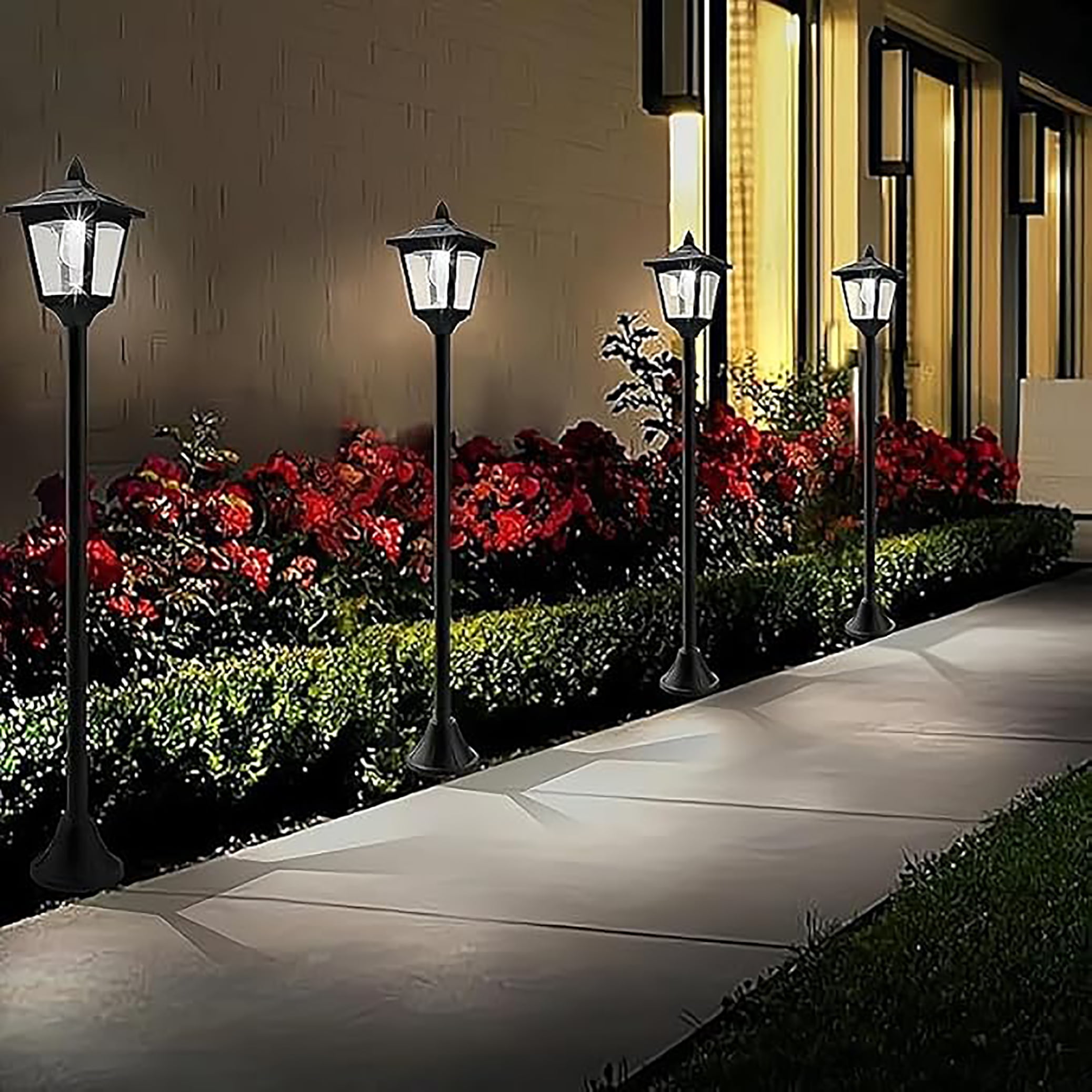 2 Pack Solar LED Lamp Post Lights 40'' – Outdoor IP65 Waterproof Lighting for Garden, Walkway, Driveway, Easy Install with Auto Dusk to Dawn Sensor