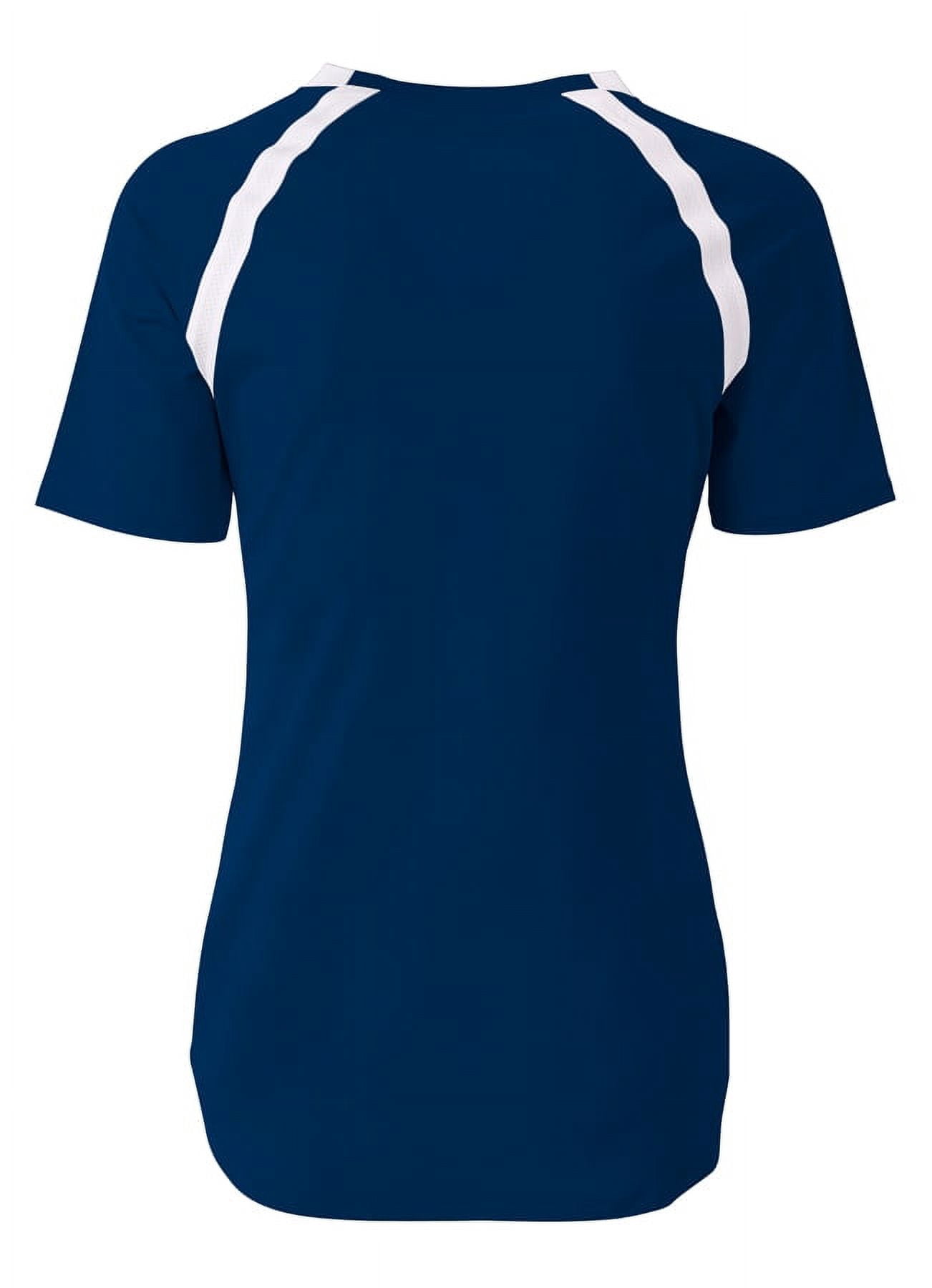 A4 Ace Short Sleeve Volleyball Jersey For Women in Navy/White