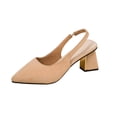 thumbnail image 2 of Miluxas Women's Slingback Heels Pointed Toe Work Pumps Comfortable Chunky Pumps Closed Toe Stylish Dressy Shoes Beige 7.5(40), 2 of 9