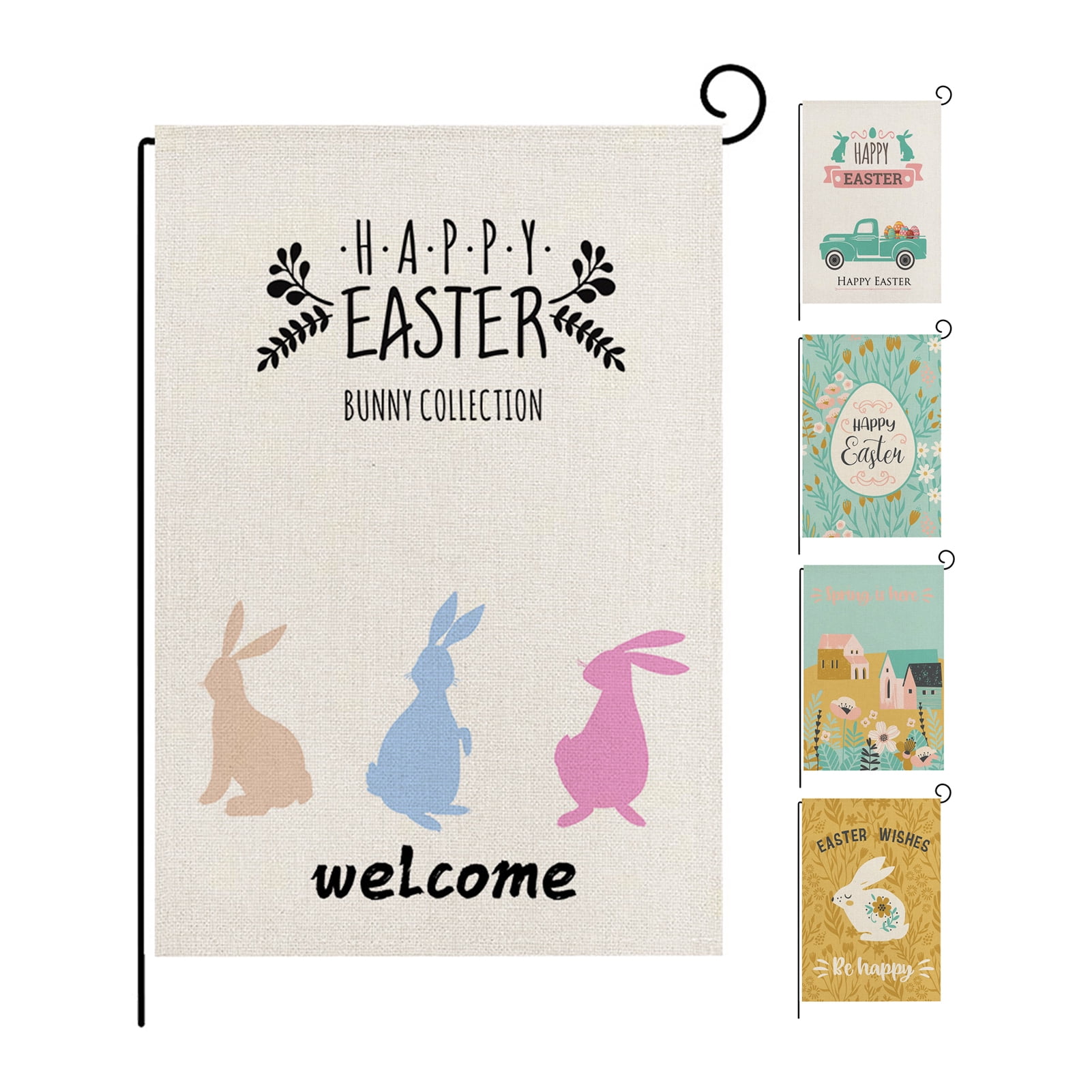 Happy Easter Bunny Garden Flag; 12" x 18"; Double Sided 
