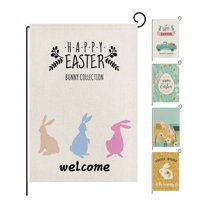 Visland Bunny Rabbit Happy Easter Garden Flag, Easter Eggs Farmhouse Spring Holiday Yard Outdoor Decoration