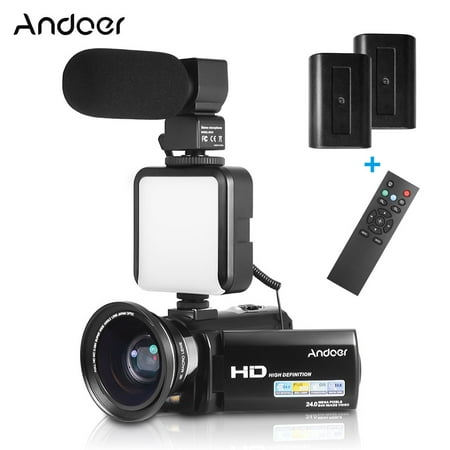 Image of Andoer Video Camera Screen 2pcs Wide Lens + Inch LCD Screen Batteries + 0.39X Video Camera DV FHD Video Camera 0.39X Wide Lens HDV-201LM 1080P FHD DV 16X 3.0 + 0.39X Wide 1080P FHD Video Mi LED