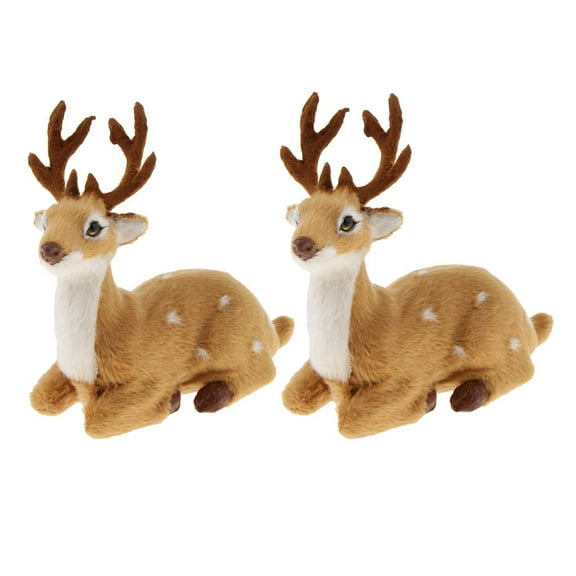 2pcs Simulation Xmas Polyethylene Plush Miniature Reindeer Model