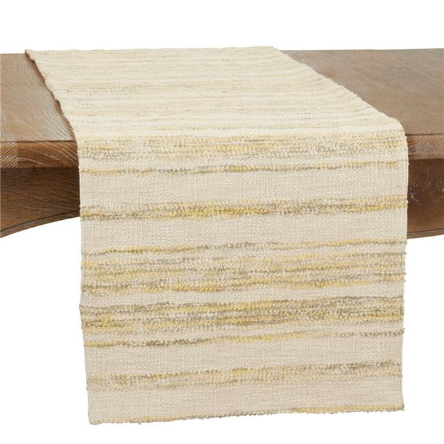 Saro 856.Y1672B 16 x 72 in. Striped Woven Oblong Table Runner, Yellow
