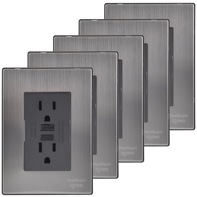 Placa Duplex Falla Tierra Inoxium1FOxford 5Pzas Contacto Duplex Falla Tierra 125-250VCA 15A 50/60Hz Plateado/Oxford Acer