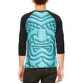 thumbnail image 2 of Tiki God Blue Face Luau Mens Raglan T Shirt White-Black LG, 2 of 2