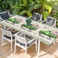 thumbnail image 2 of Easter Table Cloths for 8 Foot Rectangle Tables, Spring Truck Rabbit Flowers Eggs Green Check Patio Waterproof Elastic Fitted Tablecloths, Washable Rectangular Table Cover for Camping, 2 of 8