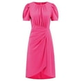 thumbnail image 5 of ZHUGeLI Summer Dresses for Women Women's Fashion Casual Solid Color Short Sleeve Round-Neck Dress Belted Ruffle Hem A-Line Flowy Midi Dresses, 5 of 9