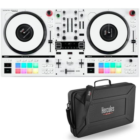 Hercules DJ Control Inpulse T7 White, Limited Edition Bundle with Hercules DJControl Inpulse T7 2-Part Semi-Rigid EVA Travel Bag
