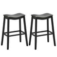 thumbnail image 1 of Gymax Set of 2 Saddle Bar Stools Bar Height Kitchen Chairs w/ Rubber Wood Legs Black, 1 of 10