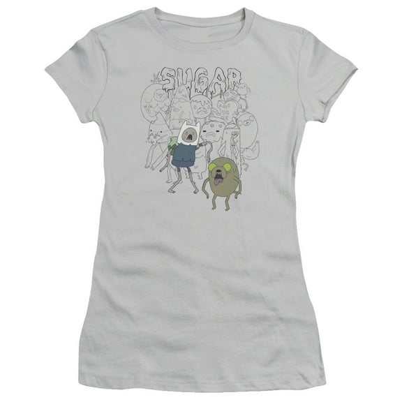 Adventure Time Sugar Zombies S/S Junior Women's T-Shirt Sheer Silver