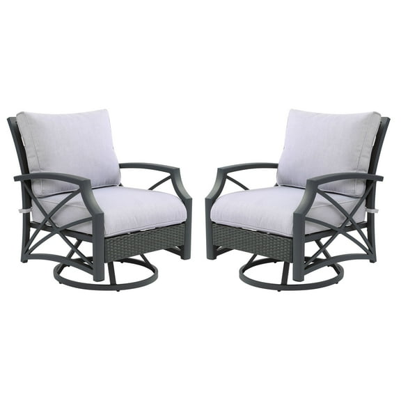 Kinger Home Outdoor Swivel Chairs for Patio 2PC/GREY/GREY