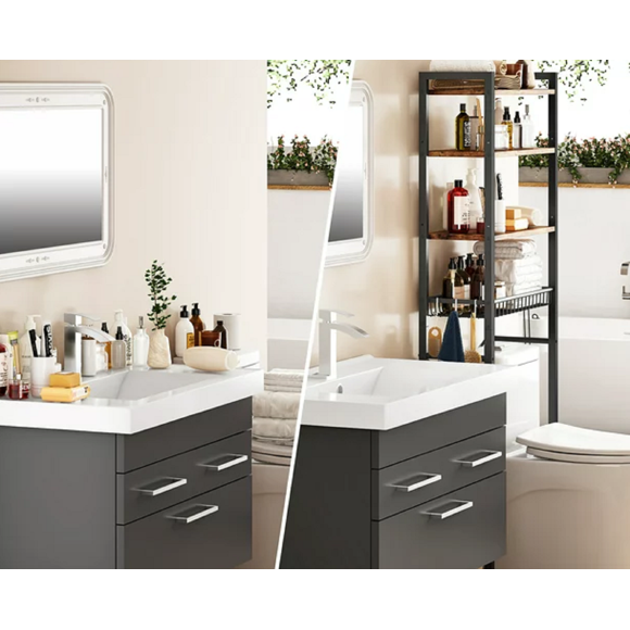 Étagère de Rangement au-Dessus des Toilettes à 4 Niveaux Kalrin TSR-04 Reconditionnée, Marron