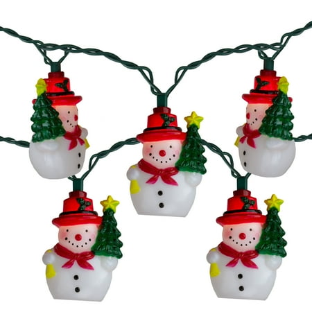 Christmas Snowman Set Set of 10 Snowman With a Christmas Tree Novelty Lights - 11