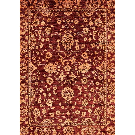Ahgly Company Indoor Rectangle Abstract Orange Modern Area Rugs, 6' x 9'