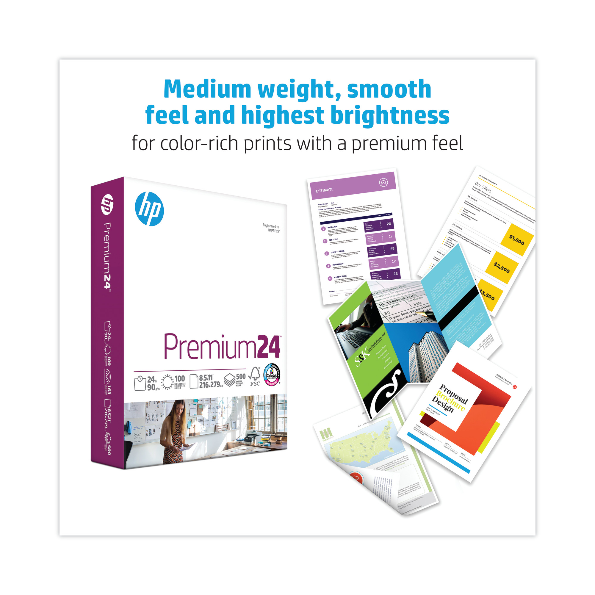 HP Premium 24lb Printer Paper, 500 Sheets photo 3