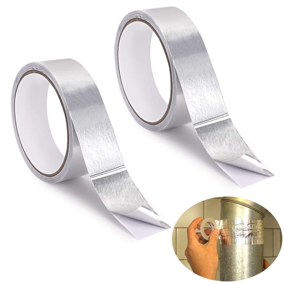 Gustave 2PCS Heavy Duty Aluminum Foil Tapes, Waterproof Heat Resistant Self Adhesive Metal Duct Tape for for Sealing & Repairing Ductwork, HVAC, Kitchen Sink & Stove (1.2"x32.8ft)