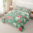 thumbnail image 3 of Erosebridal Romantic Rose Bed Spread Queen for Boys Girls, Rustic Farmhouse Queen Coverlet Set, Green Pink, 3pcs, 3 of 7