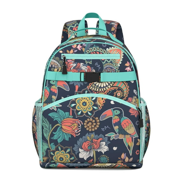 Paisley Vintage Paisley Pattern Student Backpack Adjustable Padded Straps Chest Buckle Water-Resistant Durable School Backpack