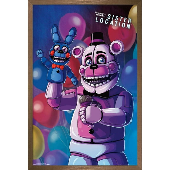 Five Nights at Freddy's: Sister Location - Funtime Freddy Wall Poster, 22.375" x 34", Framed