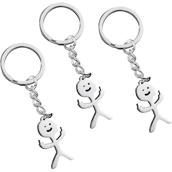 Lsupdaol 3 Pcs Stainless Steel Funny Doodle Keychain 2025 Graduation Keychain Gifts Friendship Jewelry Women Men(Silver)
